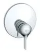 Brausearmatur aus verchromtem Metall von Ideal Standard, mit runder Rosette und einem Hebel zum Regulieren der Wassermenge und -temperatur.